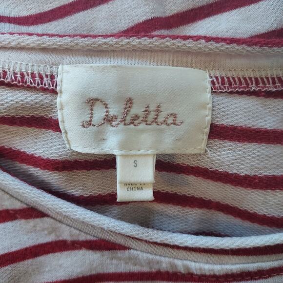 Deletta Red & White Striped Blouse with Bell Sleeves Size S - Picture 10 of 11